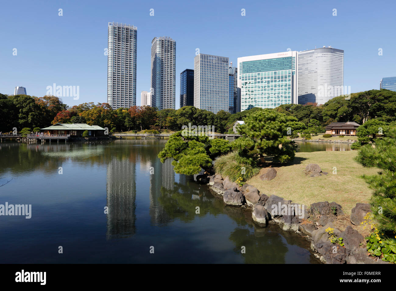 Nakajima Teehaus, Hamarikyu Gärten, Chuo, Tokyo, Japan, Asien Stockfoto