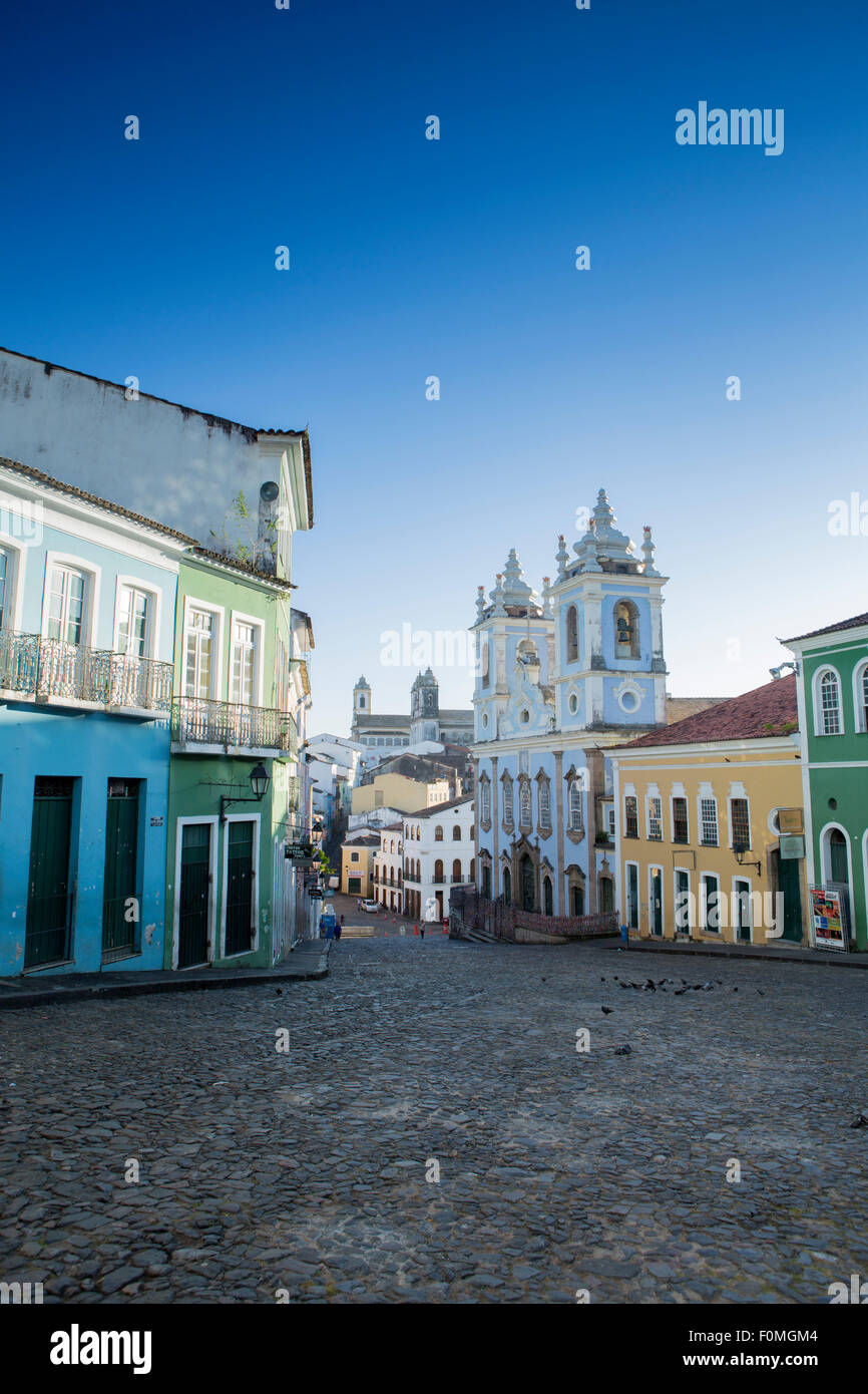 Die Kirche Nossa Senhora Rosario, dem Pelourinho und Weltkulturerbe Altstadt von Salvador, Bahia, Brasilien Stockfoto