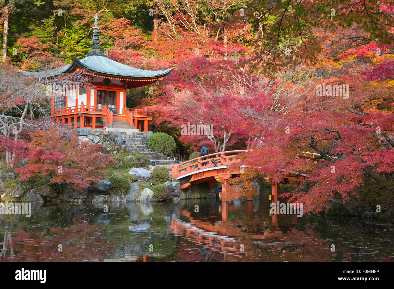 Japanische Tempelgarten im Herbst, Daigoji Tempel, Kyoto, Japan, Asien Stockfoto