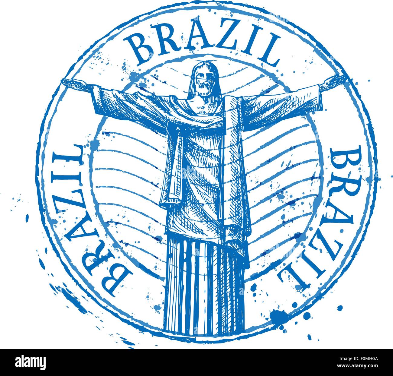 Brasilien-Vektor-Logo-Design-Vorlage. Schäbige Stempel oder Denkmal, Wahrzeichen Symbol Stock Vektor