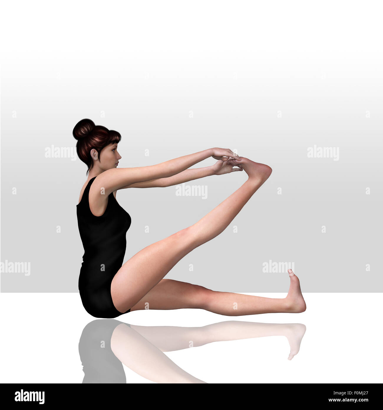 3D Rendering einer Frau beim yoga Stockfoto
