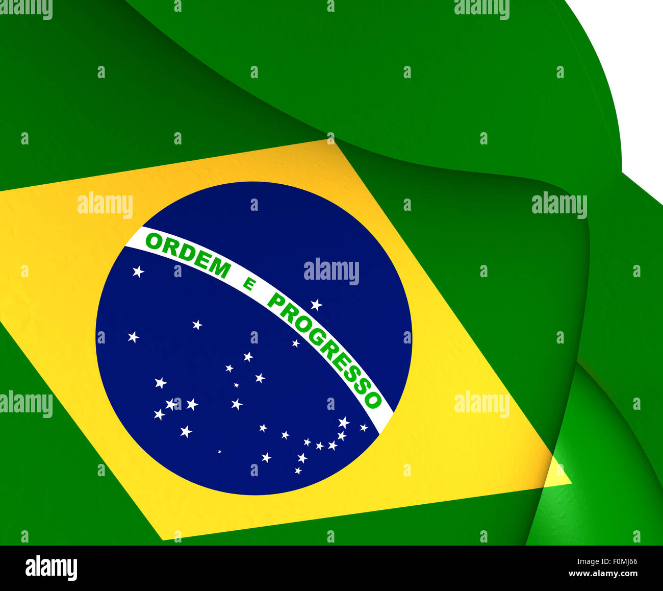 Flagge von Brasilien. Hautnah. Stockfoto