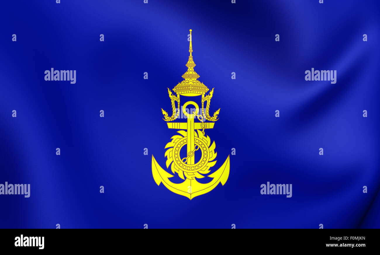 Oberbefehlshaber der Royal Thai Navy 3D Flagge. Hautnah. Stockfoto