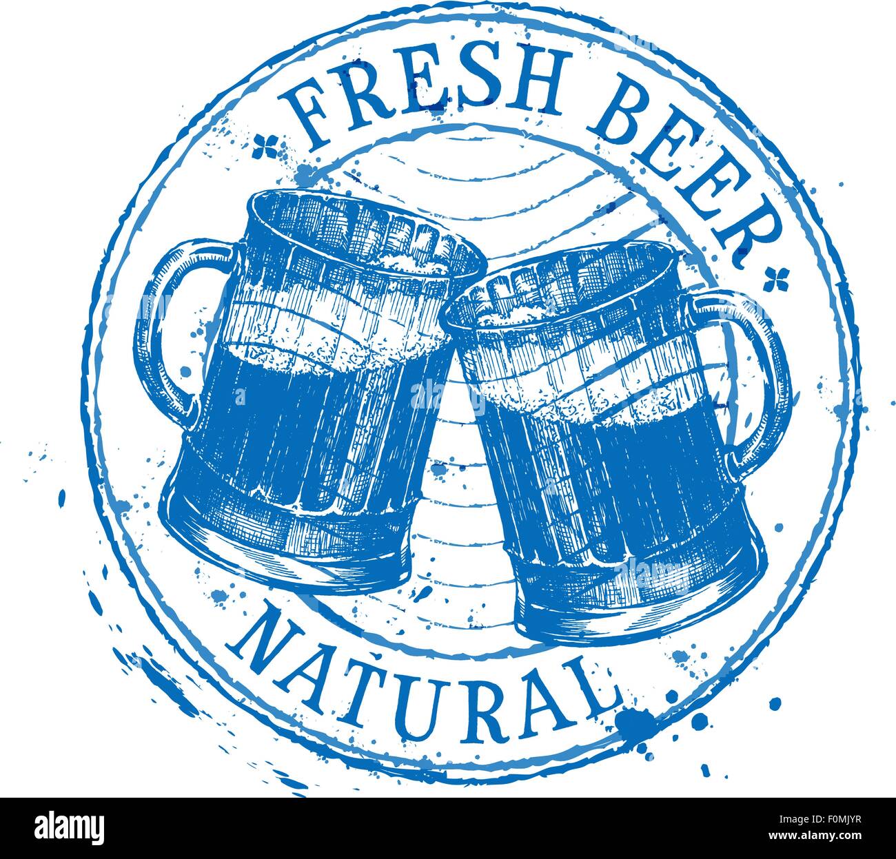 frisches Bier-Vektor-Logo-Design-Vorlage. Schäbige Stempel oder Pub, Bier,  Brauerei-Symbol Stock-Vektorgrafik - Alamy