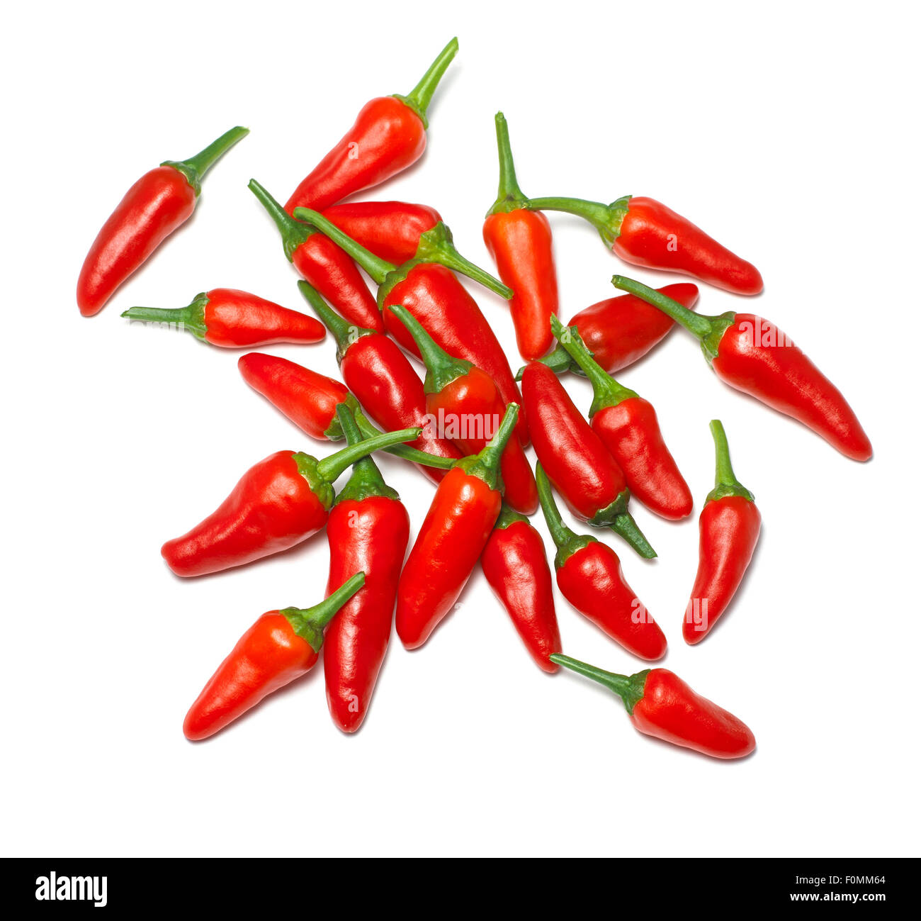Rote Chilischoten ausgeschnitten auf weißem Hintergrund Stockfoto