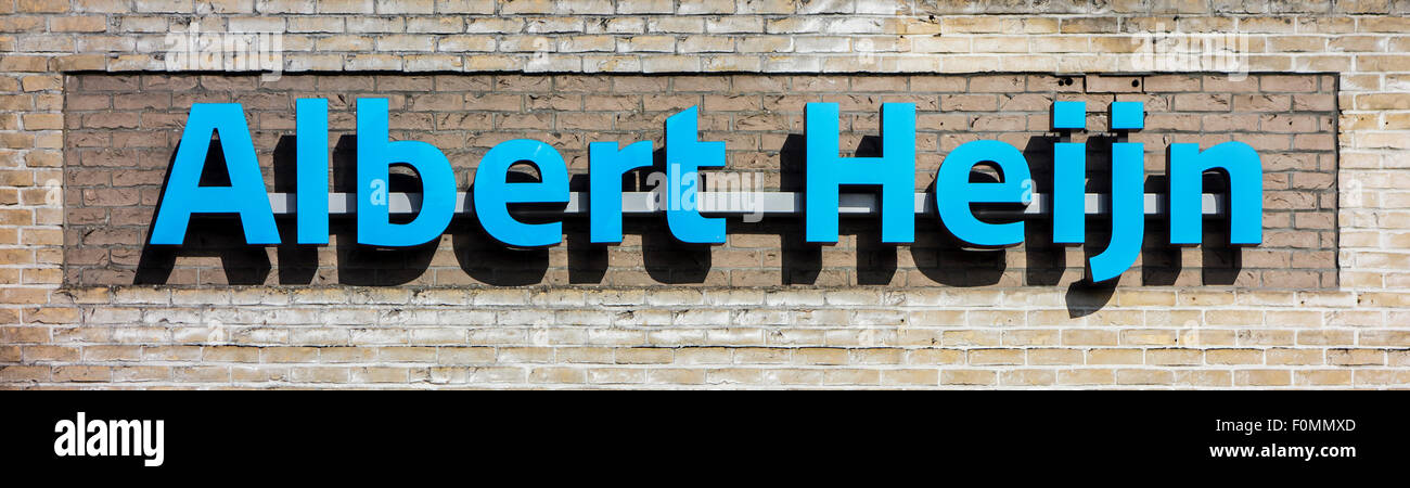 Zeichen der größte niederländische Supermarktkette Albert Heijn b.v. Stockfoto