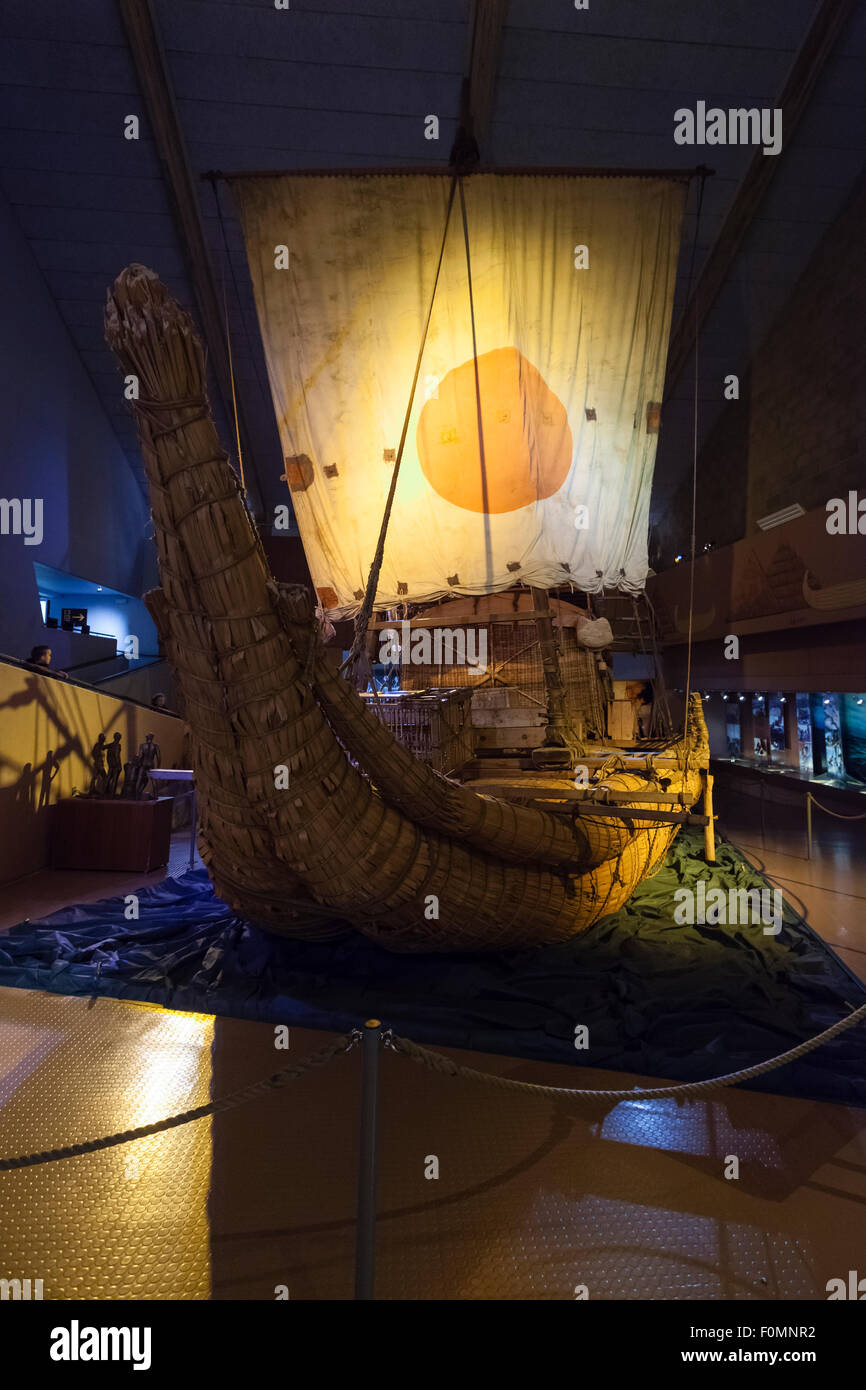 Der Papyrus Floß RA II, entworfen von Explorer Thor Heyerdahl, Kon-Tiki-Museum angezeigt. Oslo. Norwegen. Stockfoto