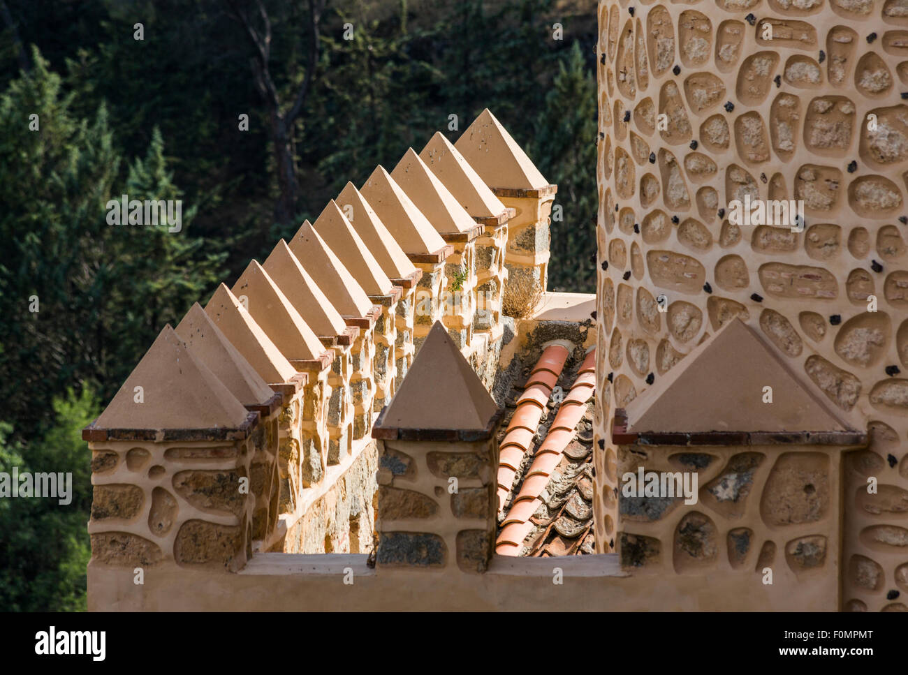 Detail der Zinnen der Alcázar von Segovia, Spanien Stockfoto