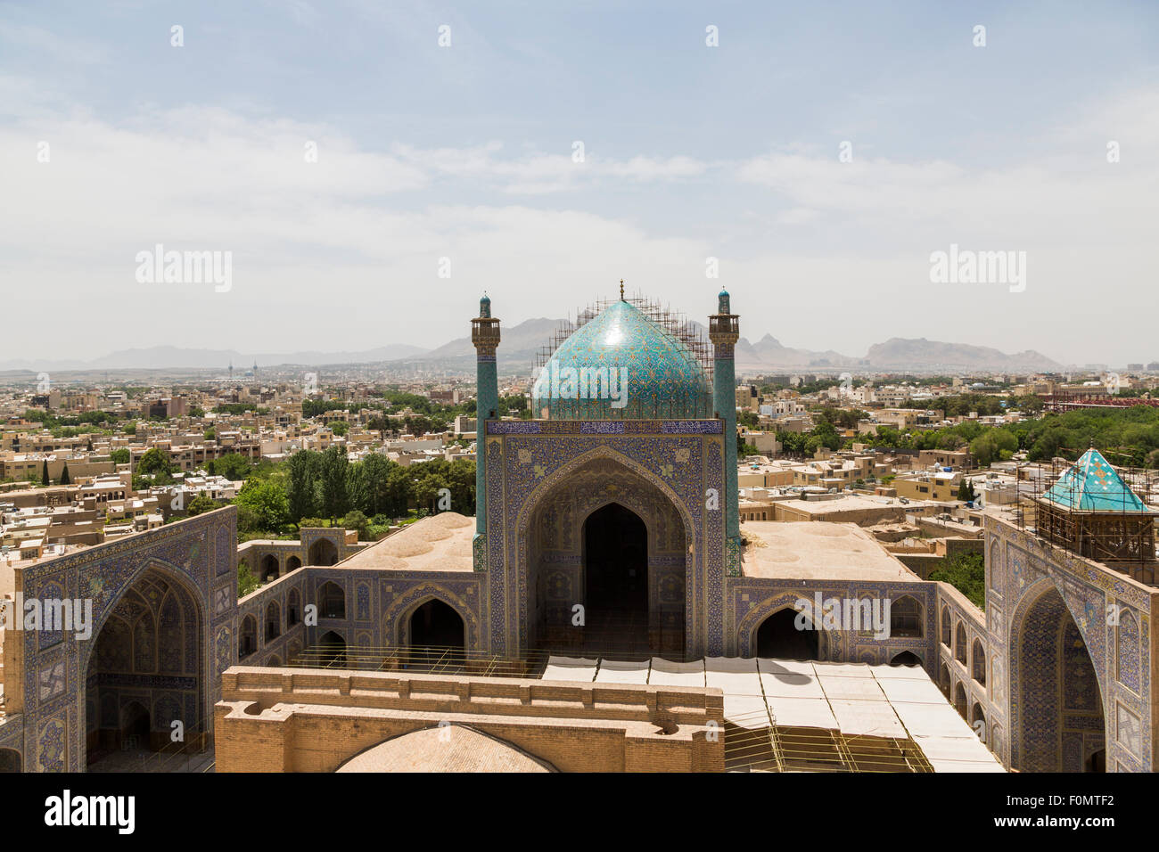 Blick vom Minarett, das Masjid-i-Shah, Isfahan, Iran Stockfoto
