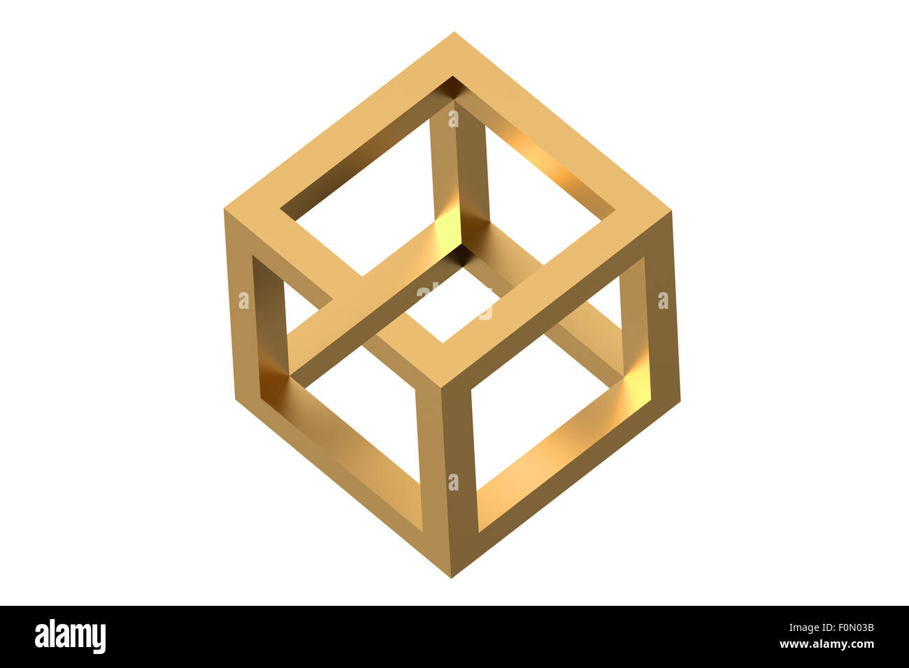 Unmöglich Cube optische Illusion Illusion isoliert auf weißem Hintergrund Stockfoto