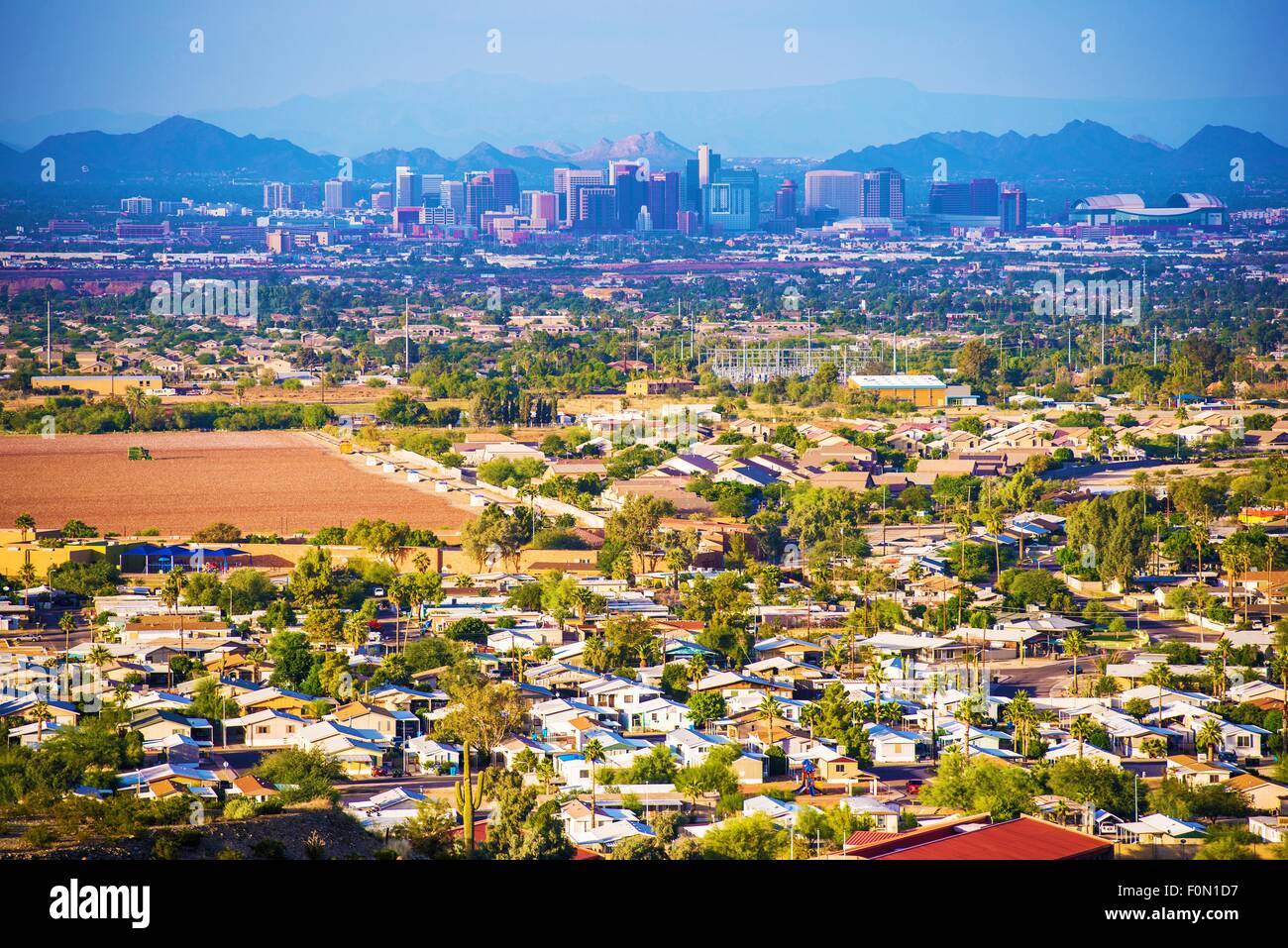Panorama der Stadt Phoenix. Phoenix, Arizona, Vereinigte Staaten von Amerika. Stockfoto