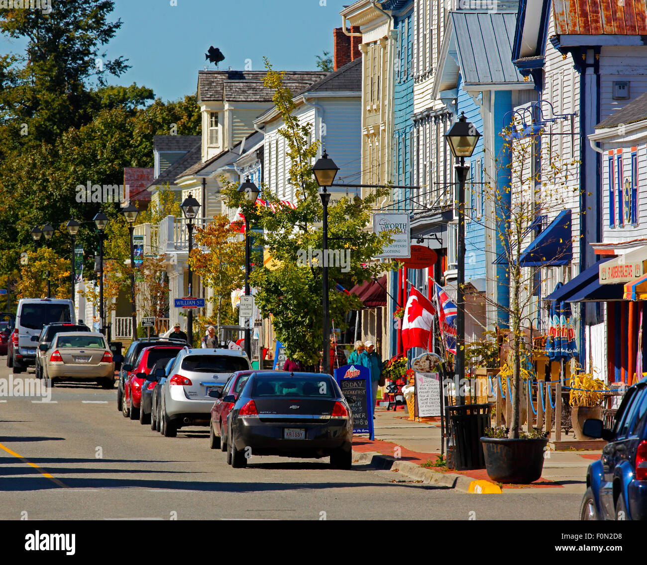 Die Geschäfte und Touristenziel von Water Street, St. Andrews, New Brunswick, Kanada. Stockfoto
