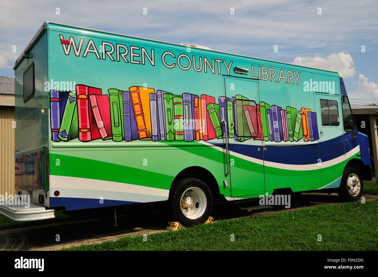 Warren county Bibliotheksbus geparkt im Warren County Fair 2012 Stockfoto