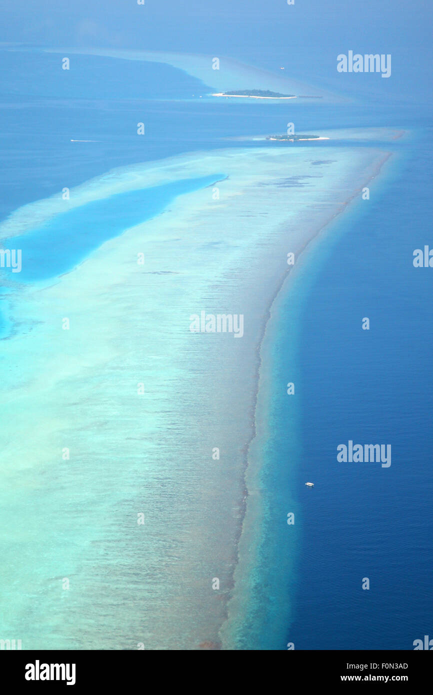 Luftaufnahme der Malediven - Paradies mitten im Indischen Ozean Stockfoto