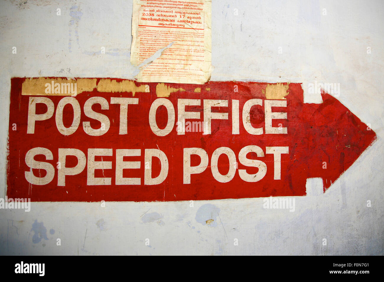 Richtung zur Post in Trivandrum, Indien. Stockfoto