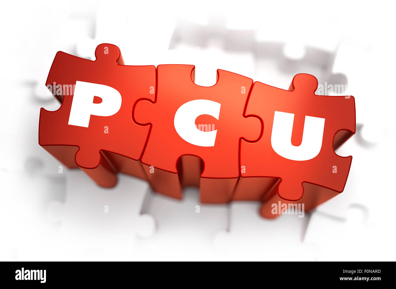 PCU - Text auf rote Rätsel. Stockfoto