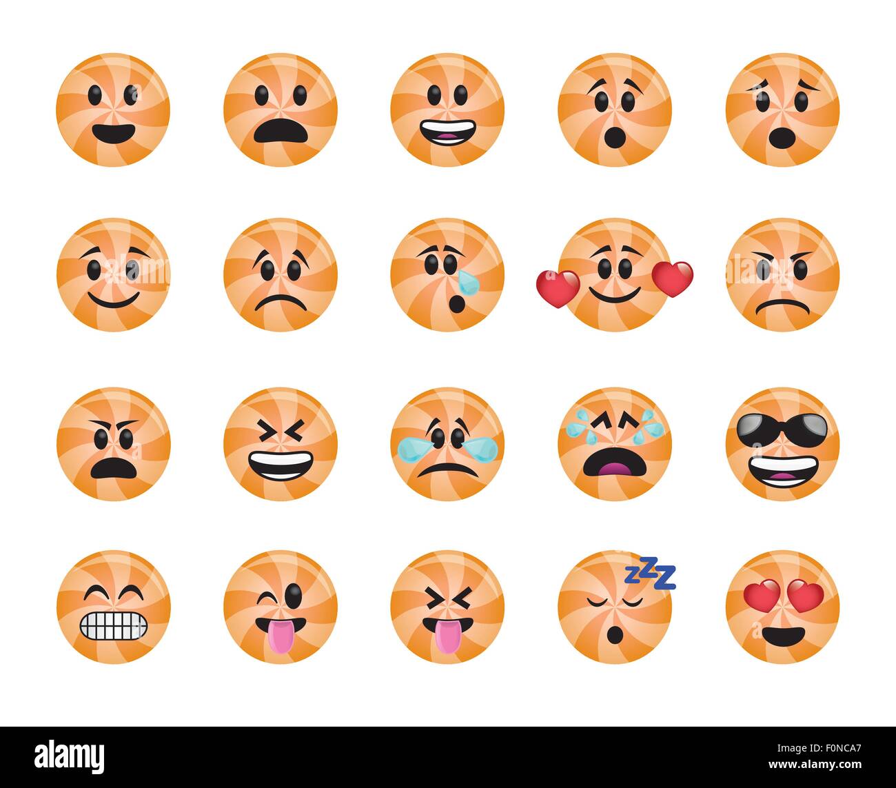 Set von Lollipop Icons in verschiedenen Emotionen und Stimmungen. Stock Vektor