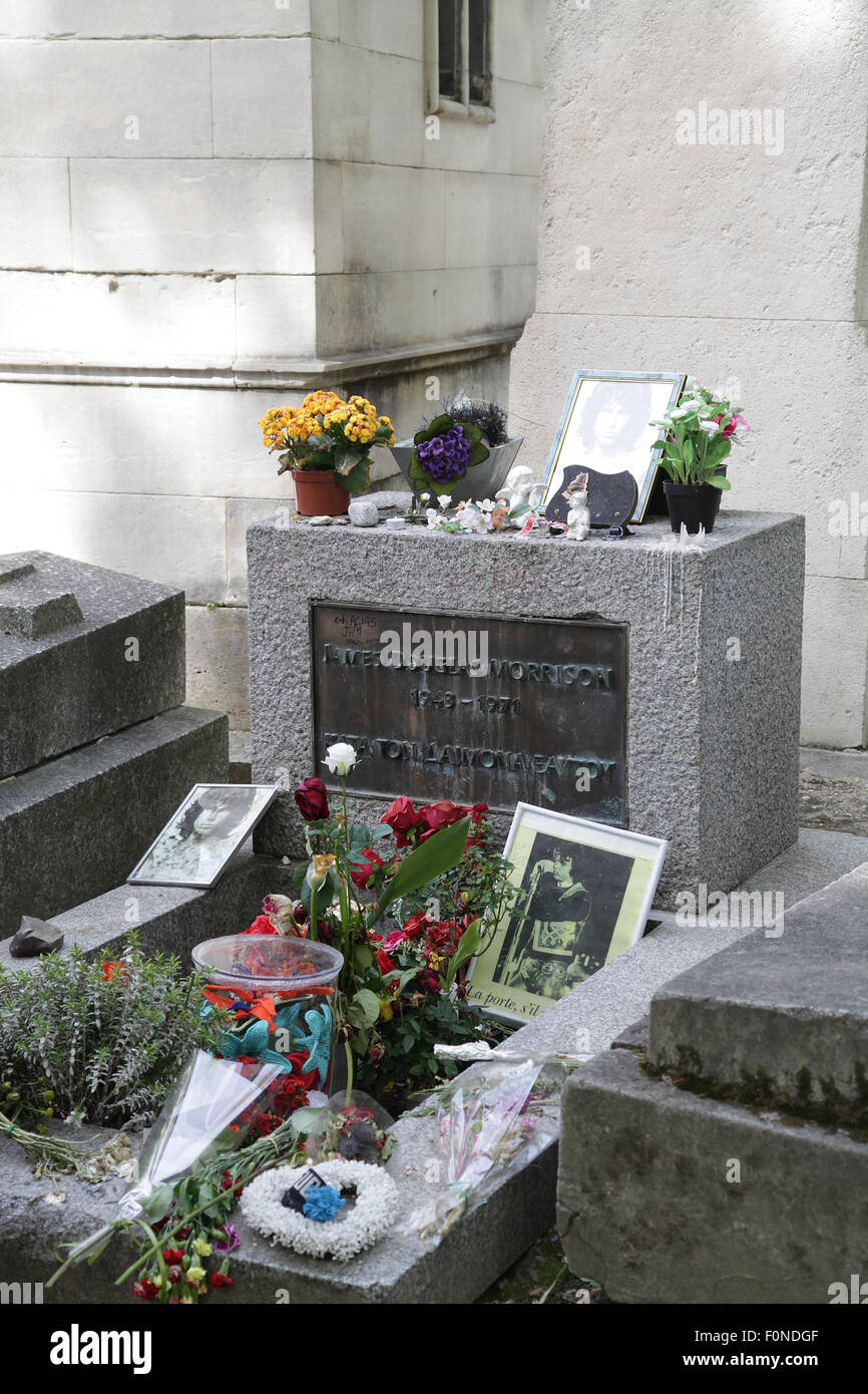 Jim Morrison 27 Club Grab im Friedhof Père Lachaise in Paris Frankreich Stockfoto