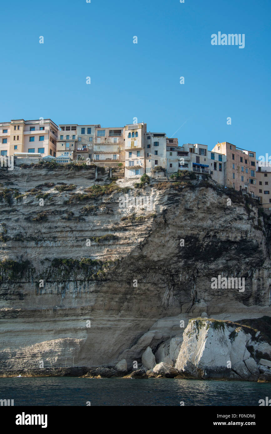Altstadt von der Kreide Klippen, Bonifacio, Korsika, Frankreich Stockfoto