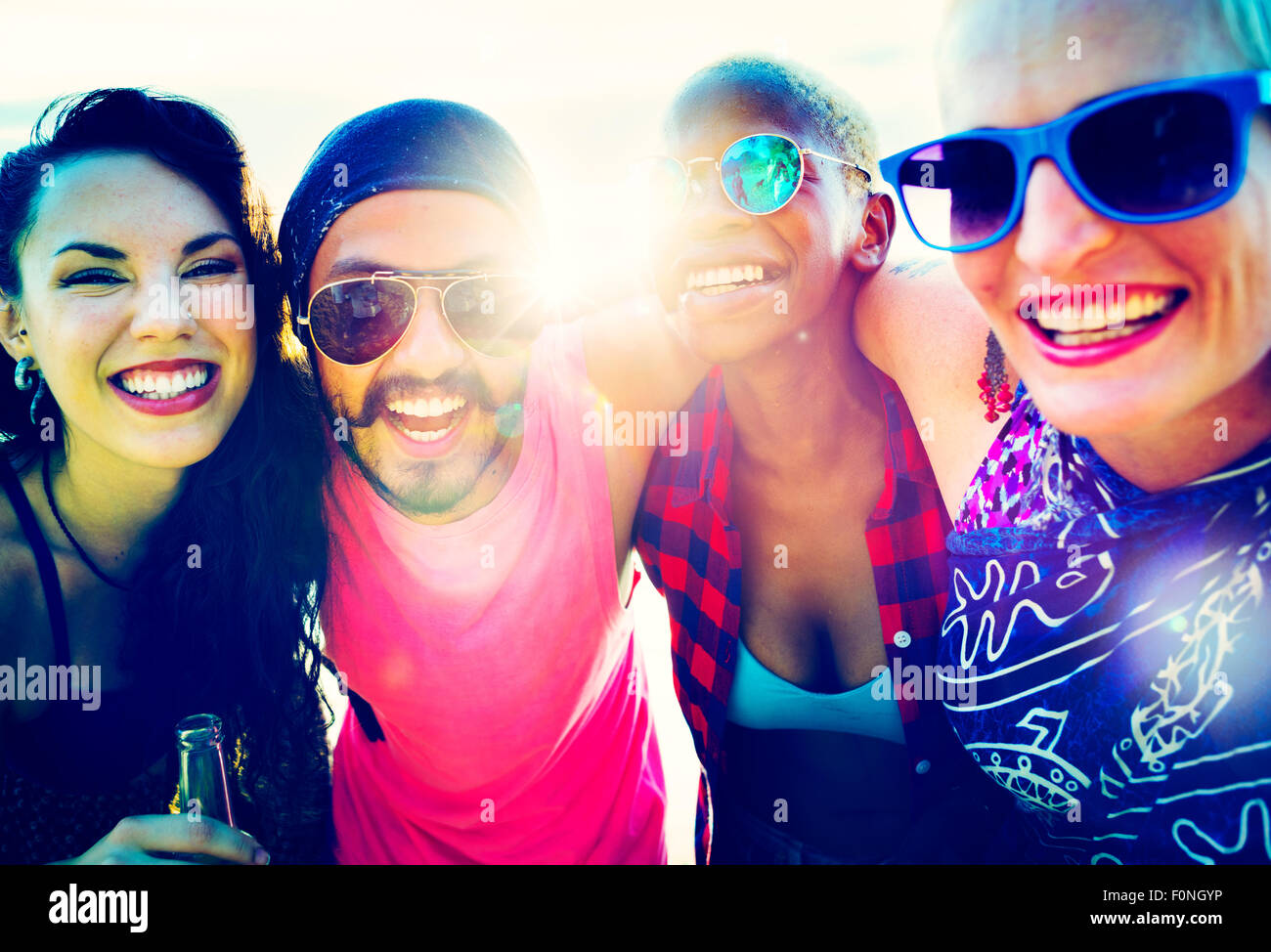Freunde Freundschaft Urlaub miteinander Spaß Konzept Stockfoto