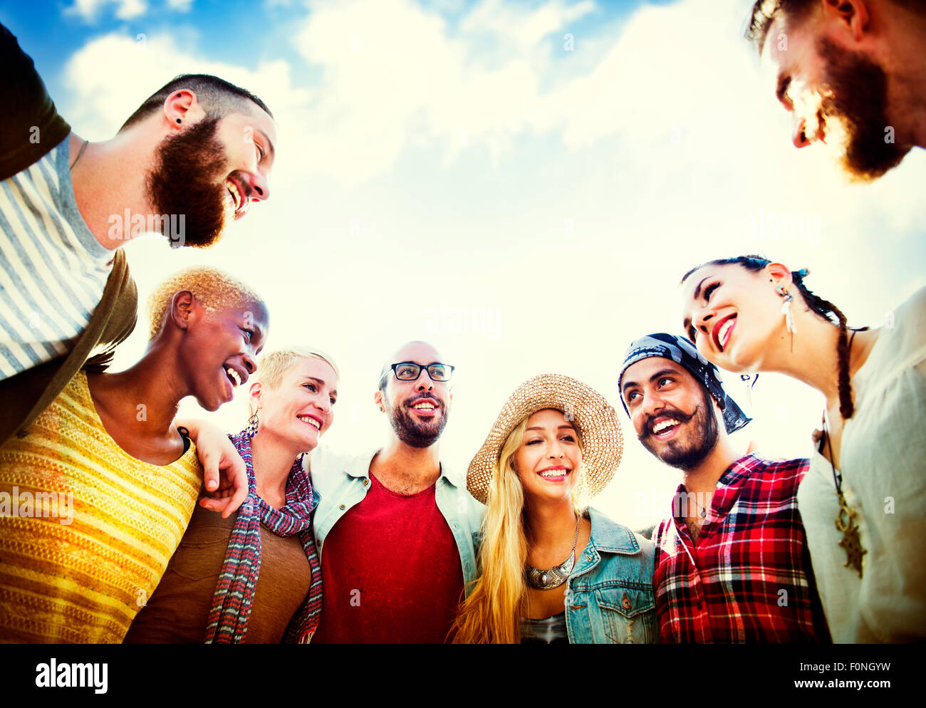 Freunde Freundschaft Freizeit Urlaub miteinander Spaß Konzept Stockfoto