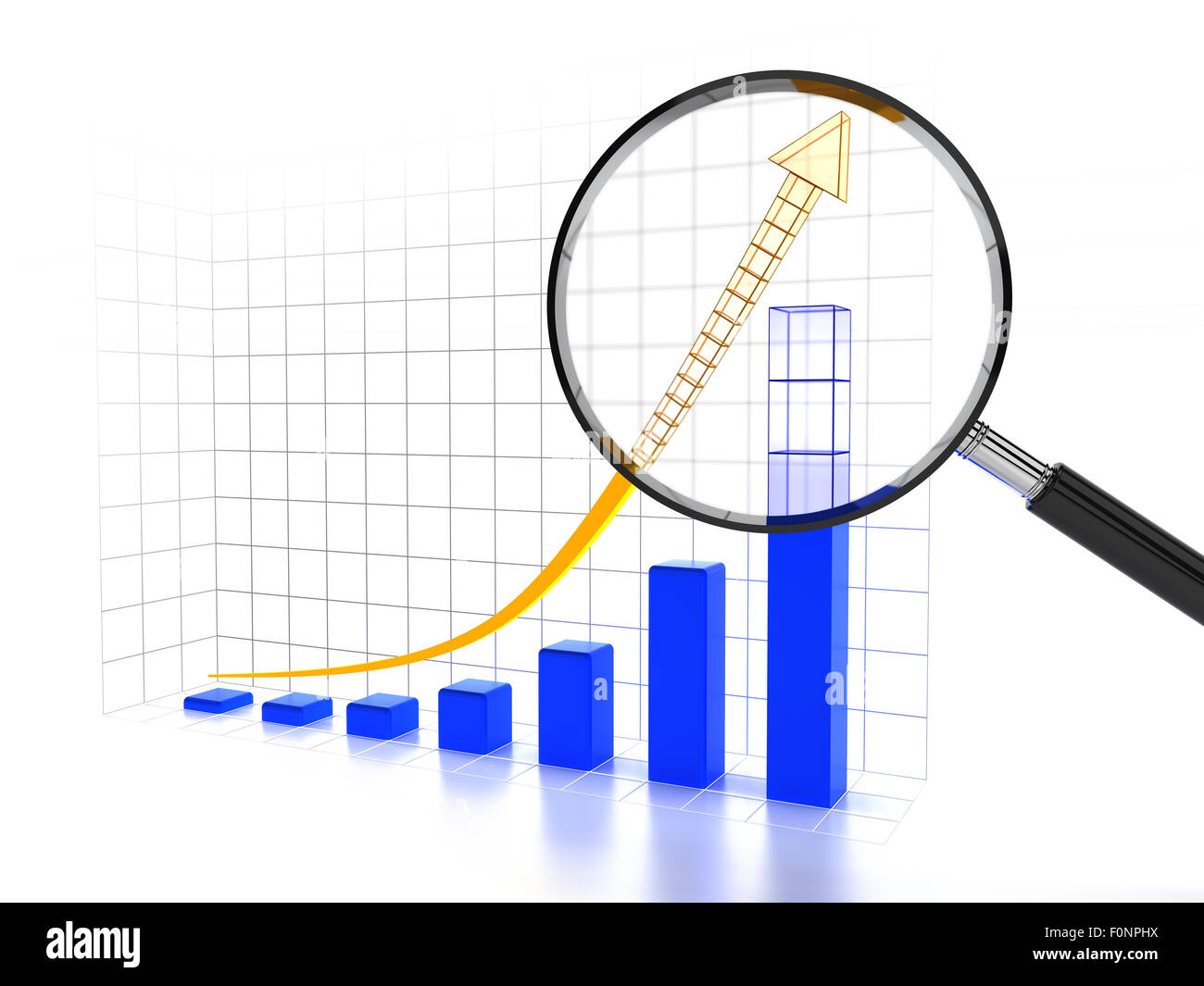 Diagramm zeigt zukünftige steigende Tendenz Stockfoto