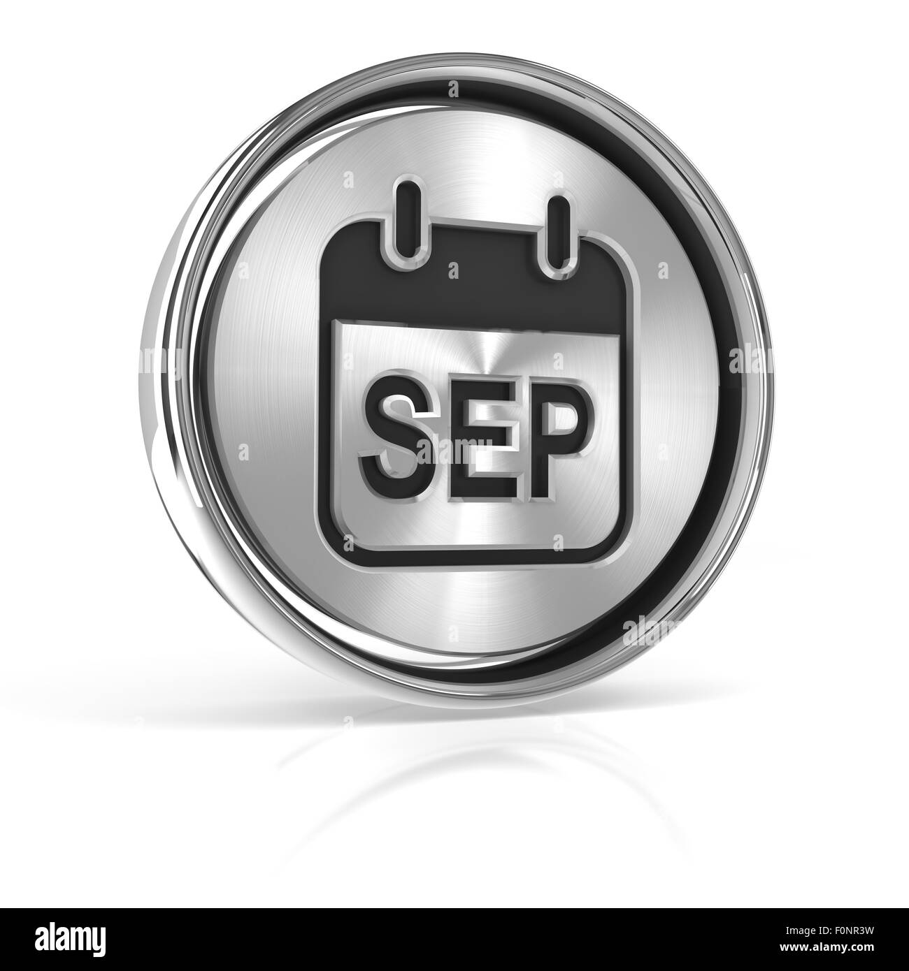 Metallische September-Kalender-Symbol Stockfoto