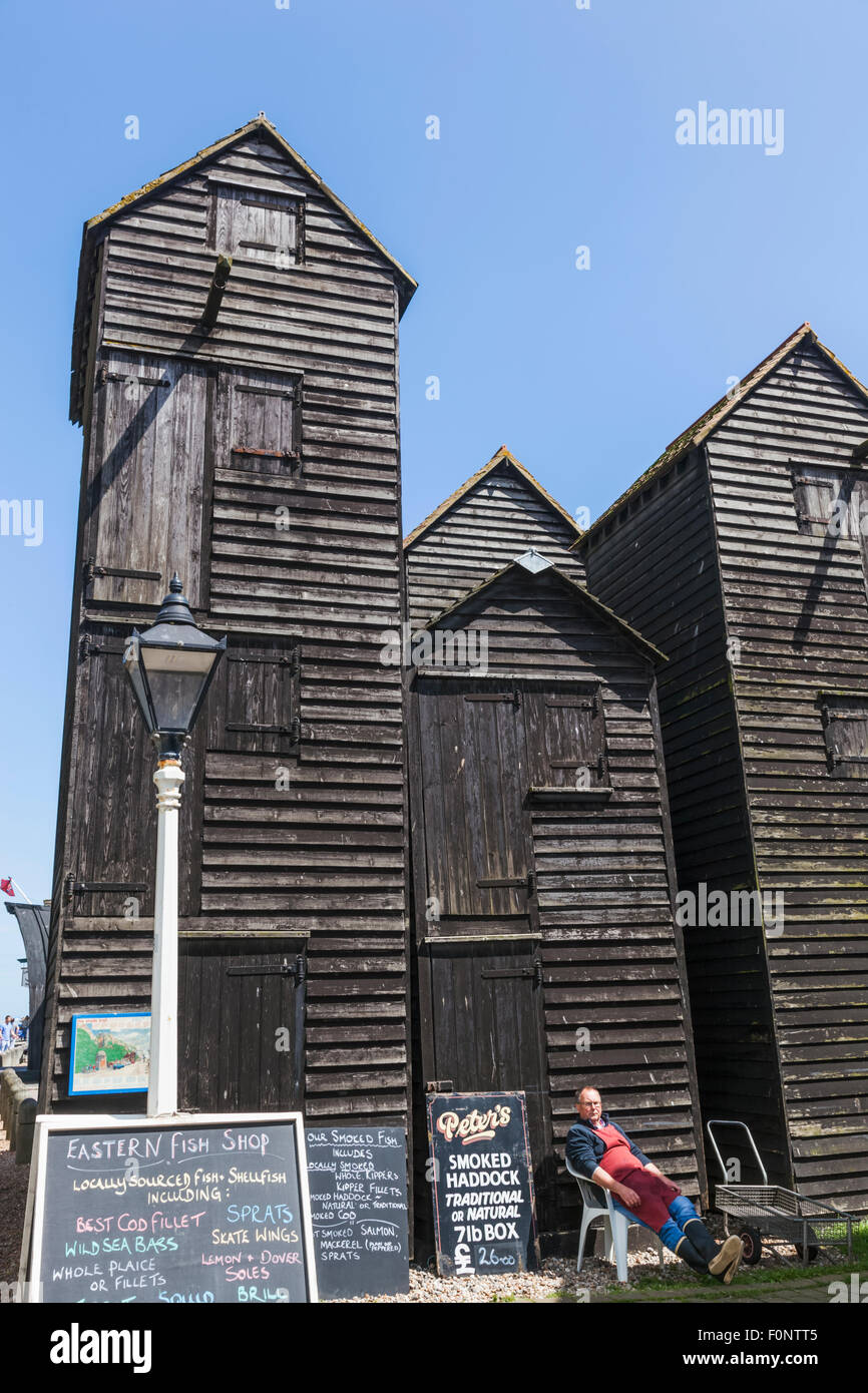 England, East Sussex, Hastings, Altstadt Fischer Net Geschäfte Stockfoto