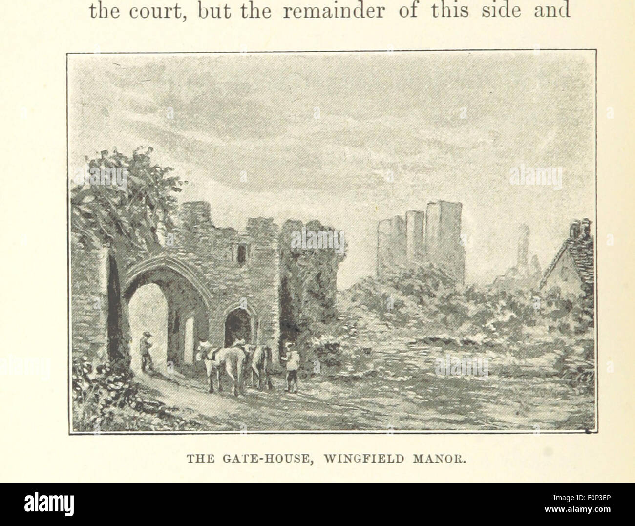Seite 74 von „Round About the Crooked Spire“ enthält eine detaillierte Skizze des Nordostens von Derbyshire, begleitet von Illustrationen des Autors, die die Landschaften, Kultur und Wahrzeichen der Region hervorheben. Stockfoto