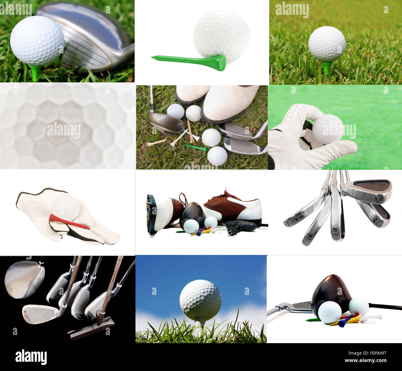 Sammlung von Golf-Bilder in eine schöne collage Stockfoto