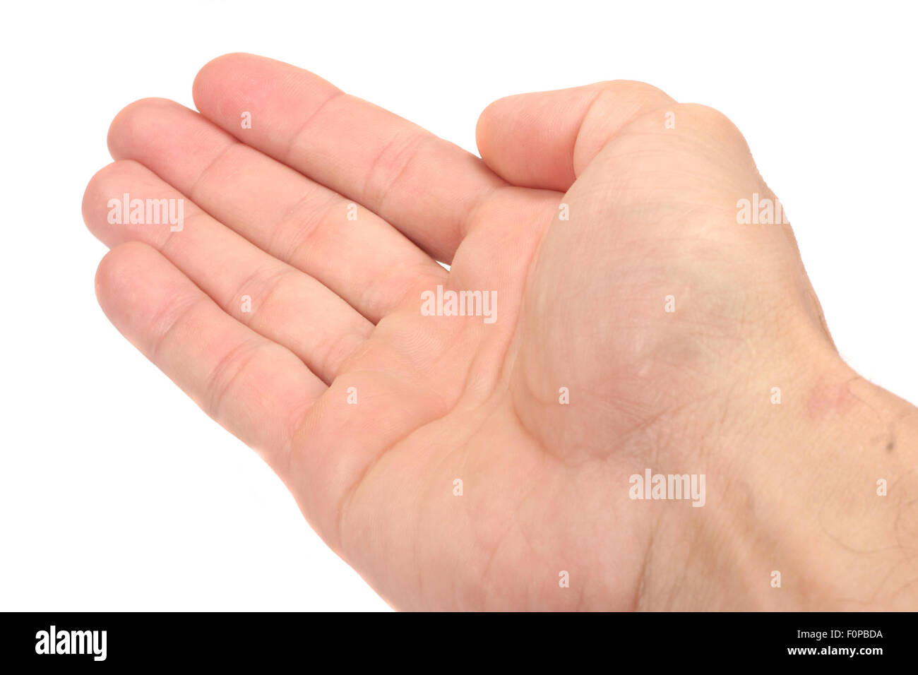 Hand zeigen Freundschaft isoliert auf weiss Stockfoto