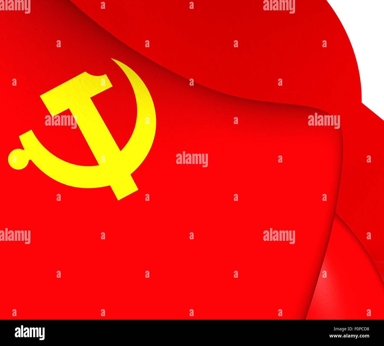 Flagge der chinesischen kommunistischen Partei. Hautnah. Stockfoto