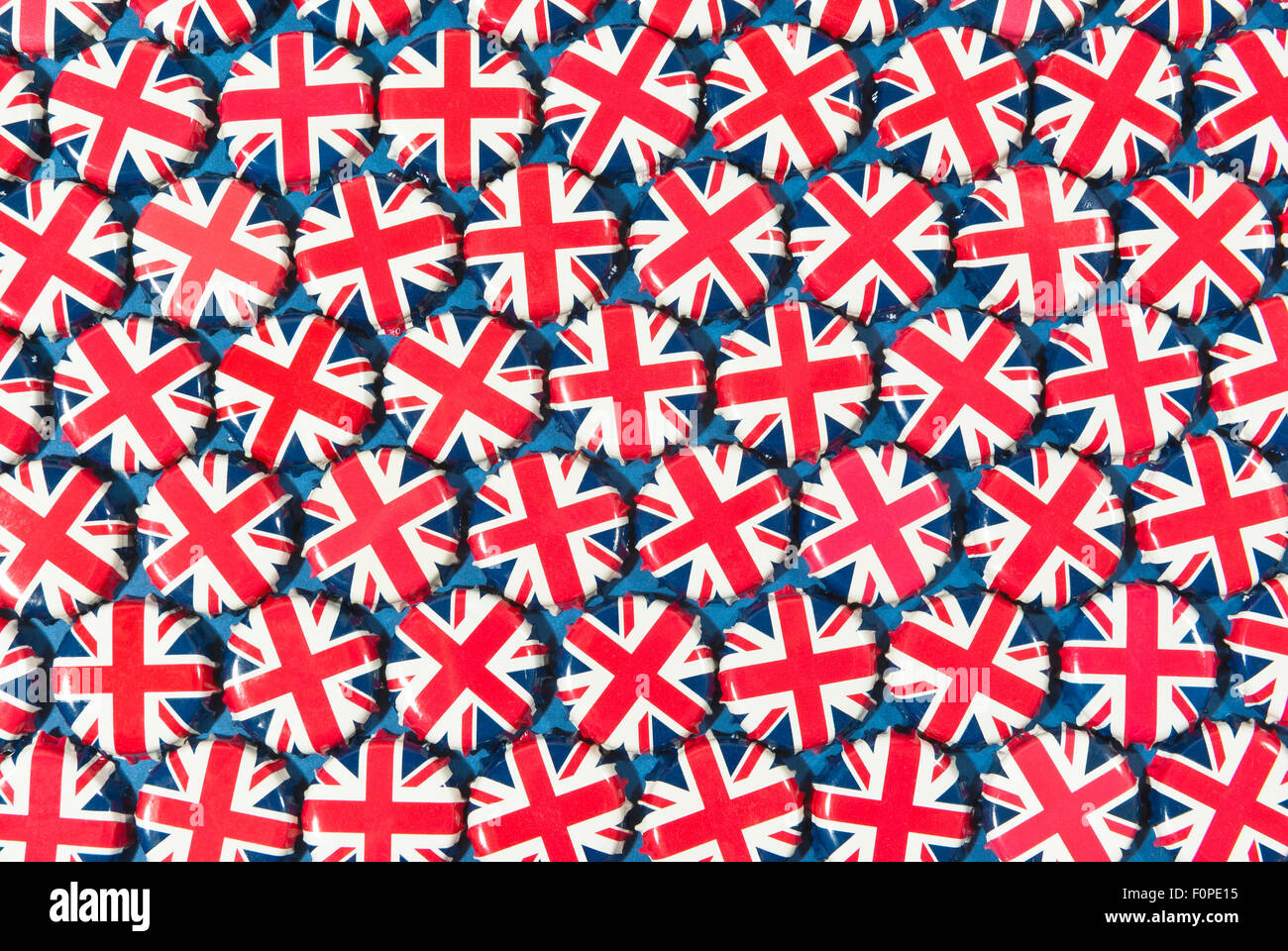 Union Jack-Kronkorken Stockfoto