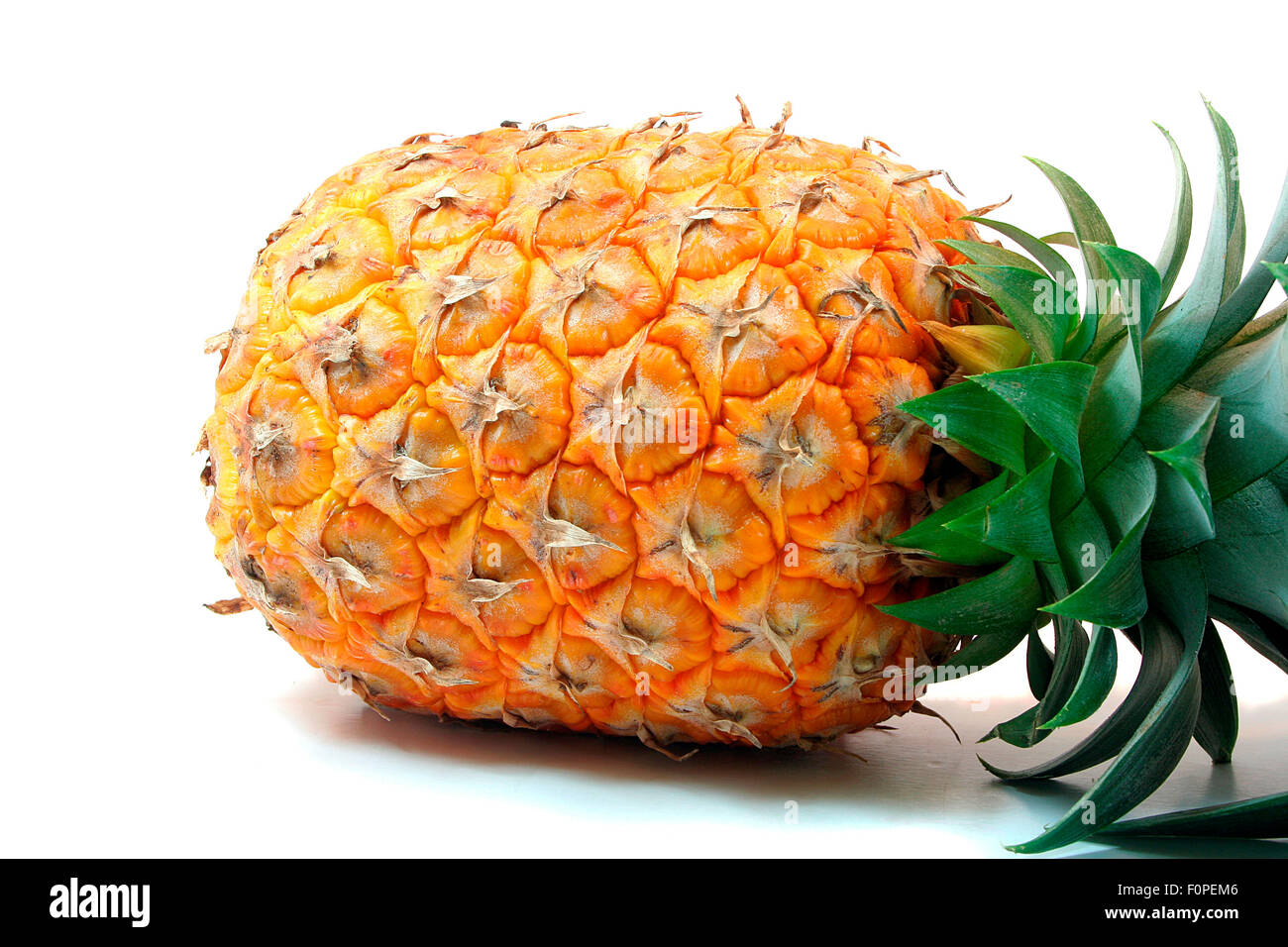 Große Ananas isoliert auf weiss Stockfoto