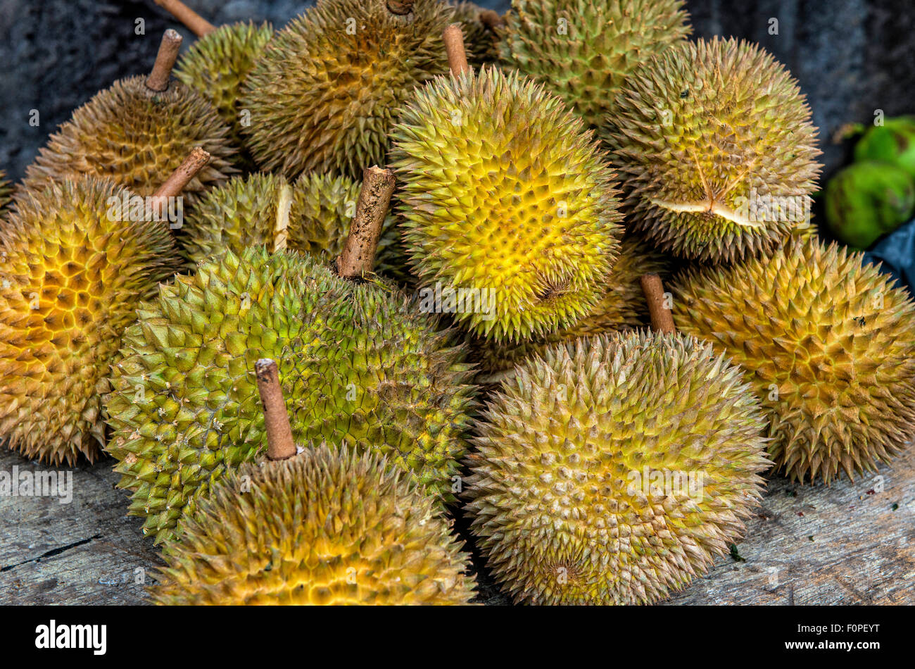 Durian-Früchte in Kuala Lumpur, Malaysia Stockfoto