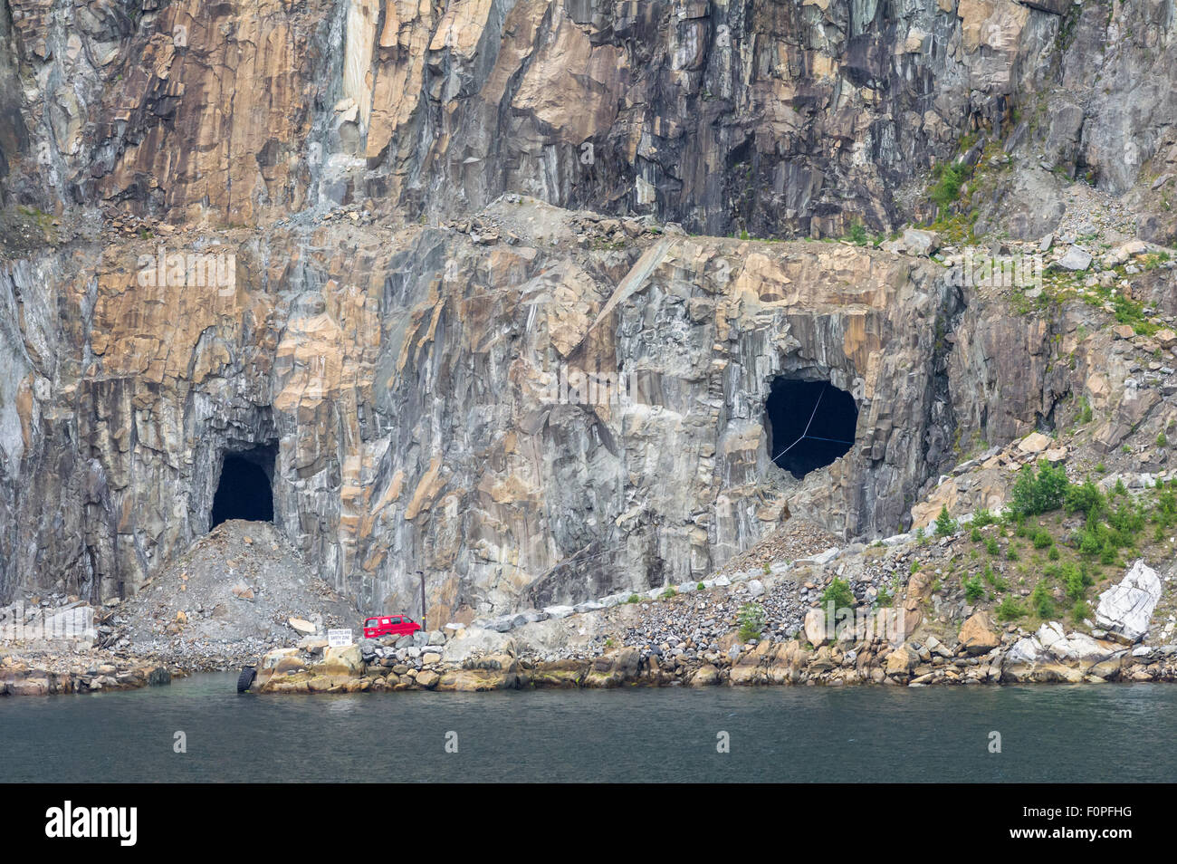 Bergbau-Betrieb in den Geirangerfjord, Norwegen. Stockfoto
