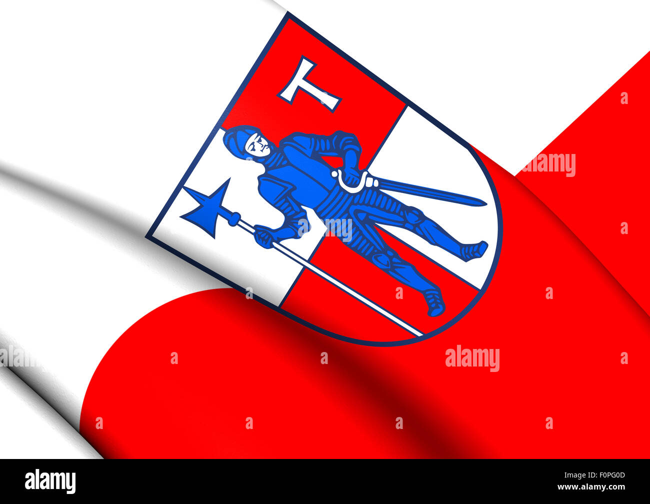 Flagge von Eltmann, Deutschland. Hautnah. Stockfoto