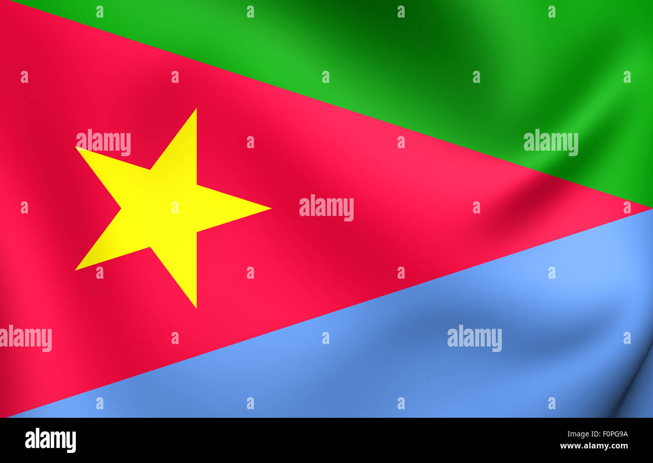 3D Flagge von der Eritrean People Liberation Front. Hautnah. Stockfoto