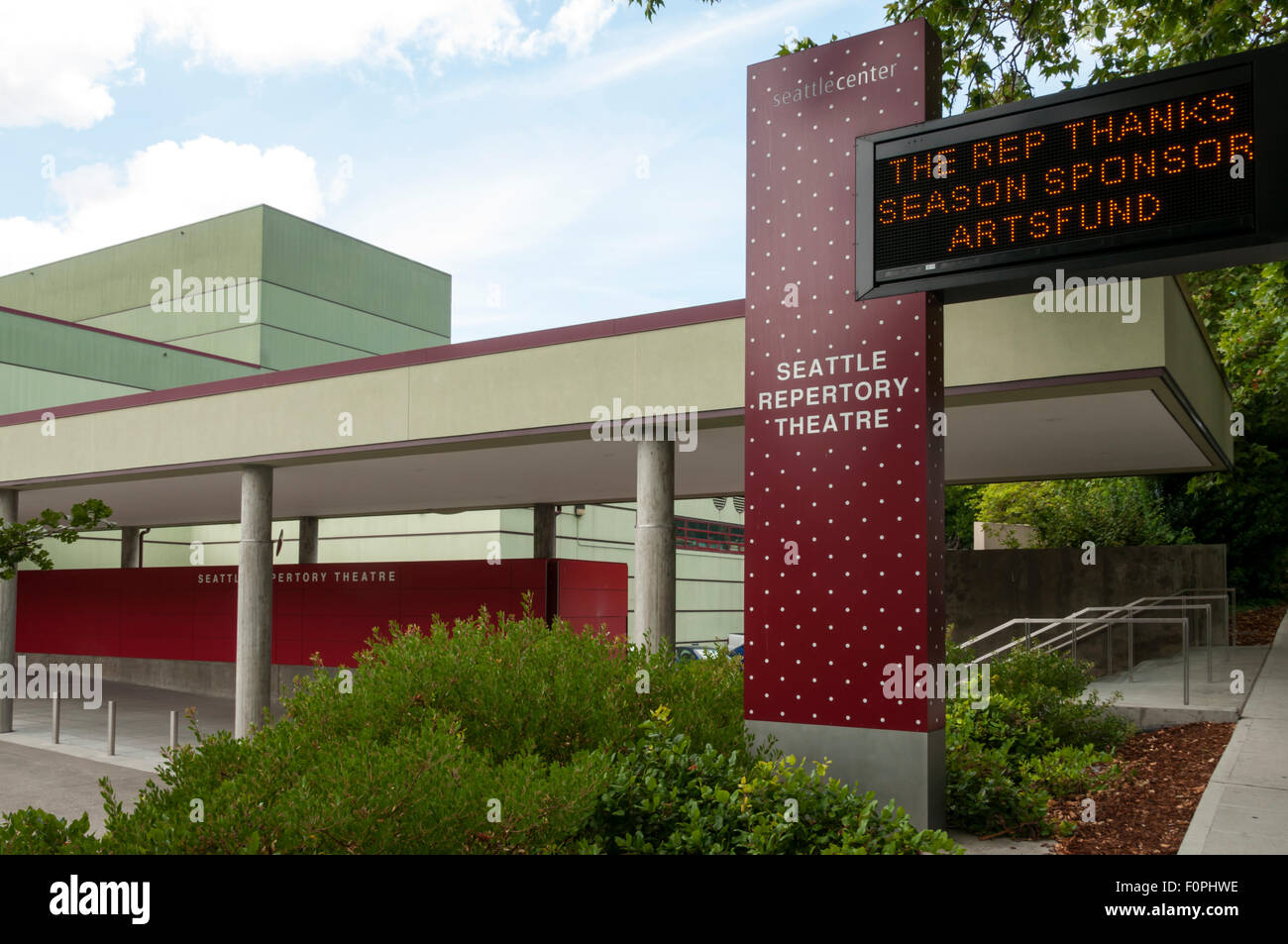 Der Seattle Repertory Theatre in Seattle Center. Stockfoto