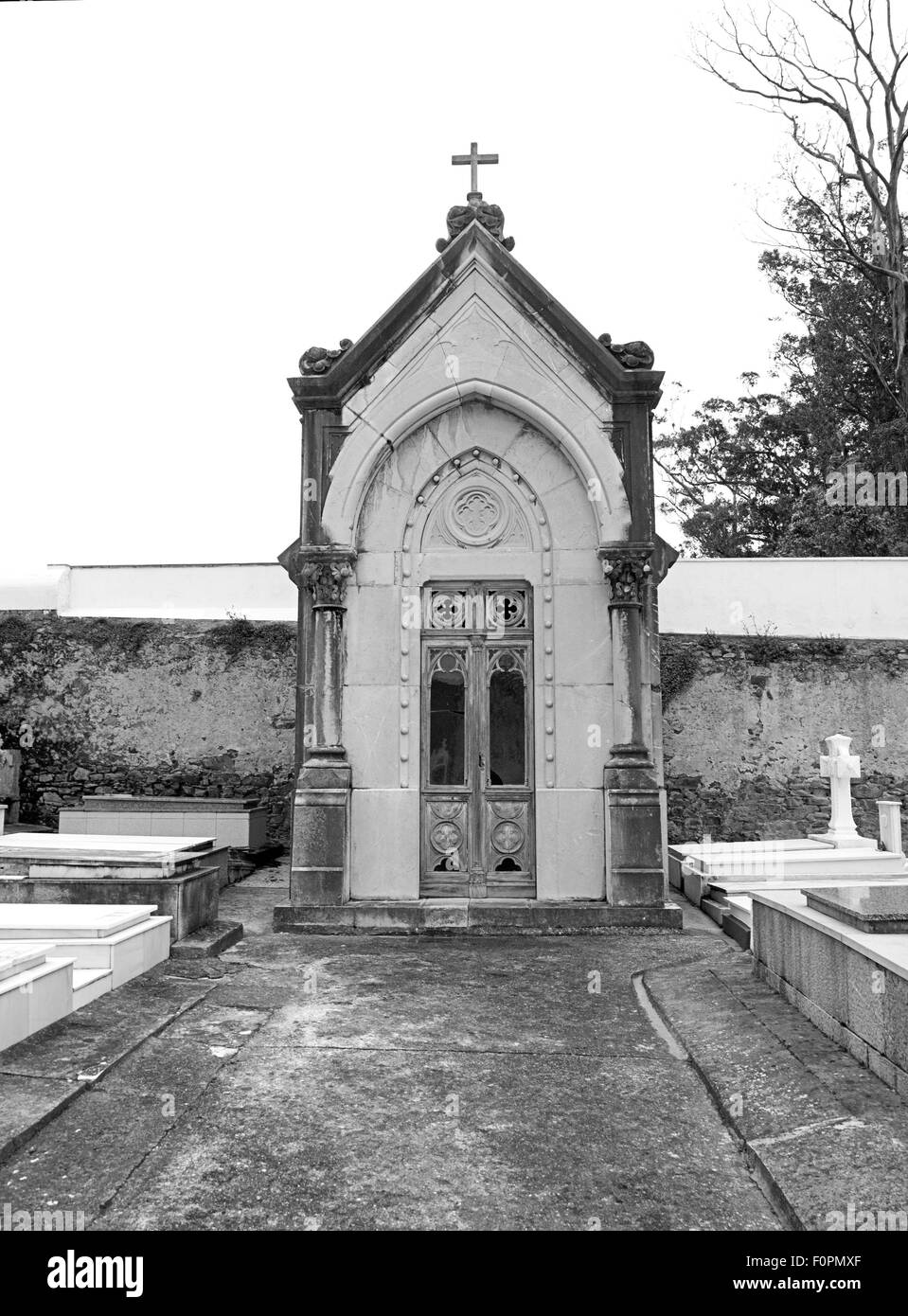 Kapelle. Muros del Nalón Friedhof. Stockfoto