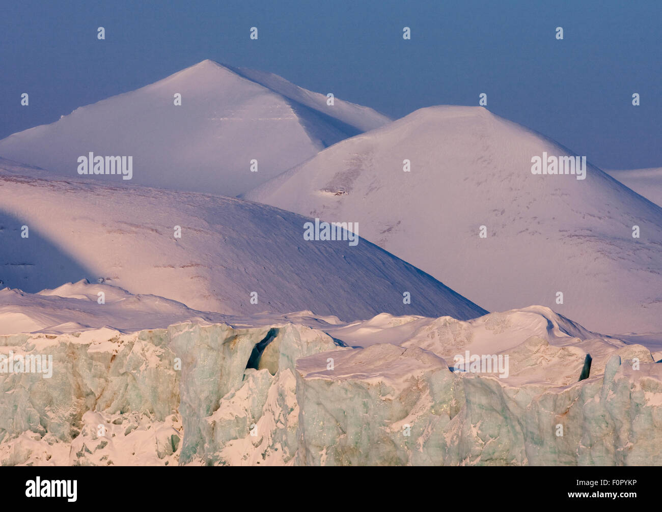 Gletscher, Spitzbergen, Svalbard, März 2009 Stockfoto