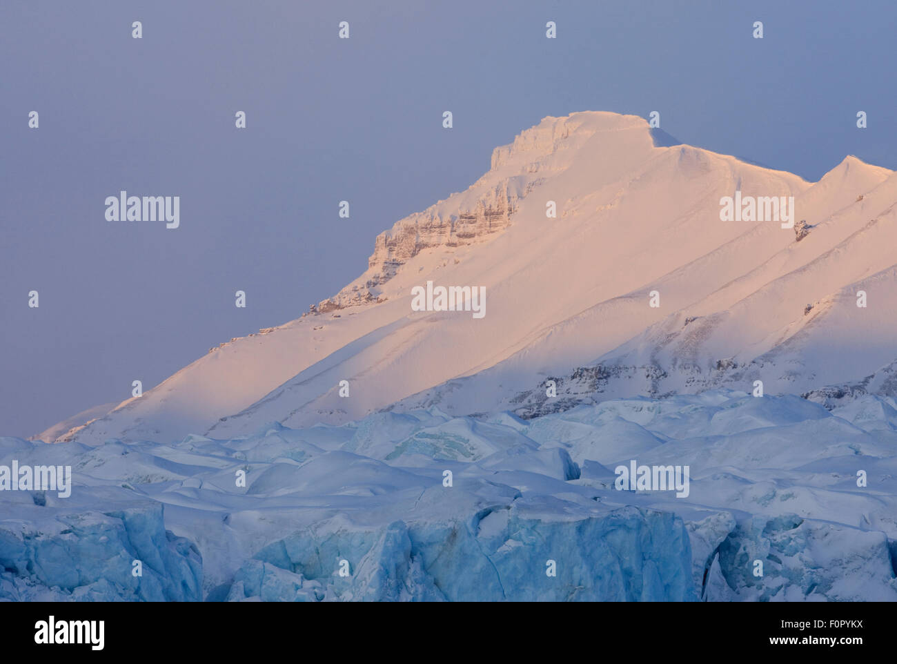 Gletscher, Spitzbergen, Svalbard, März 2009 Stockfoto