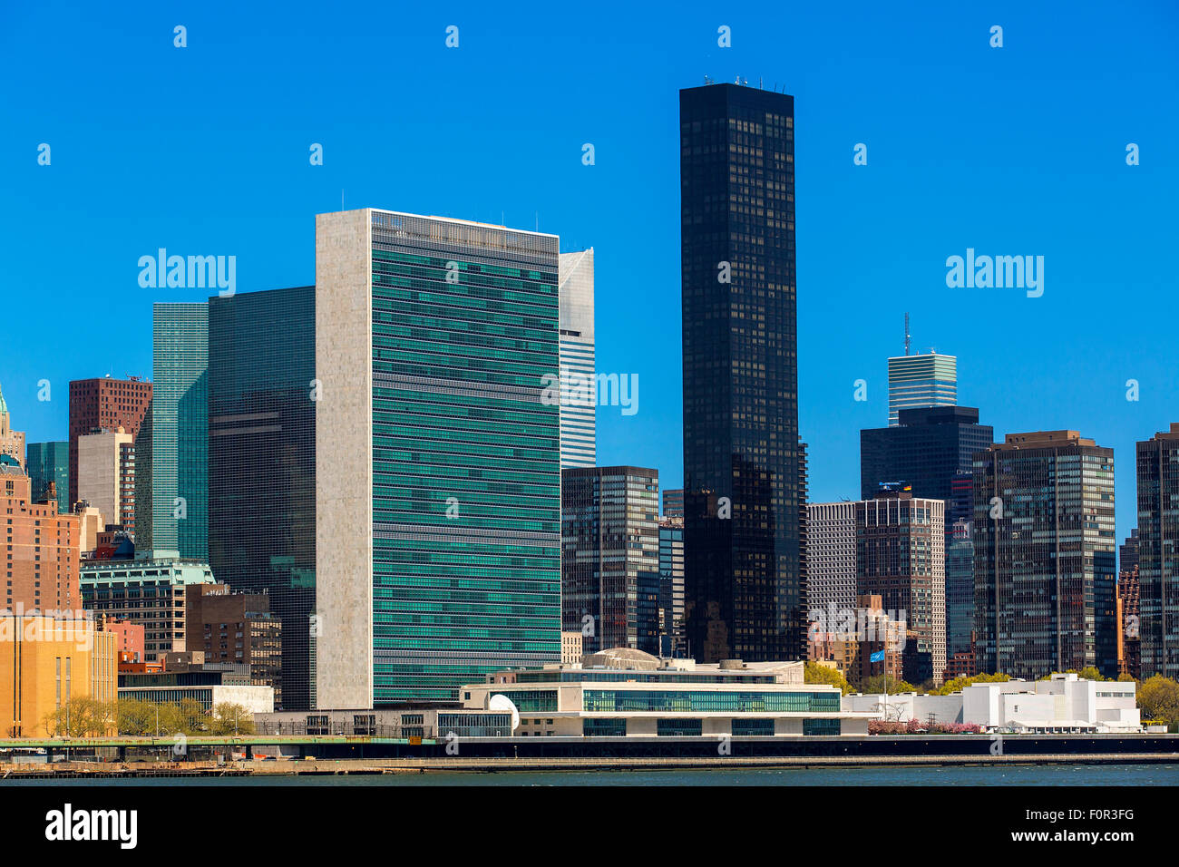New York City mit Gebäude der Vereinten Nationen Stockfoto