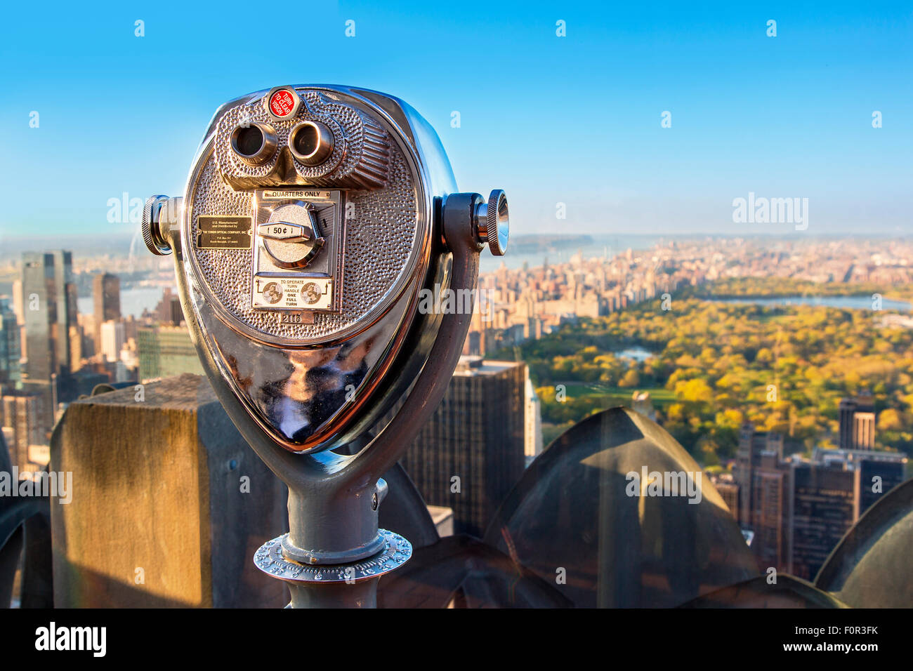 New York City, Blick auf Central Park von oben auf den Felsen Stockfoto