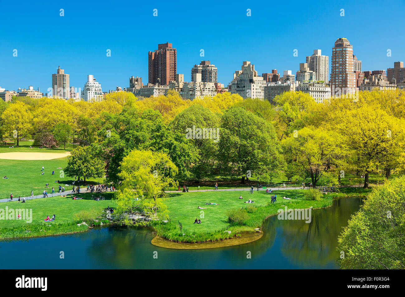 New York City Skyline vom Central Park entfernt Stockfoto