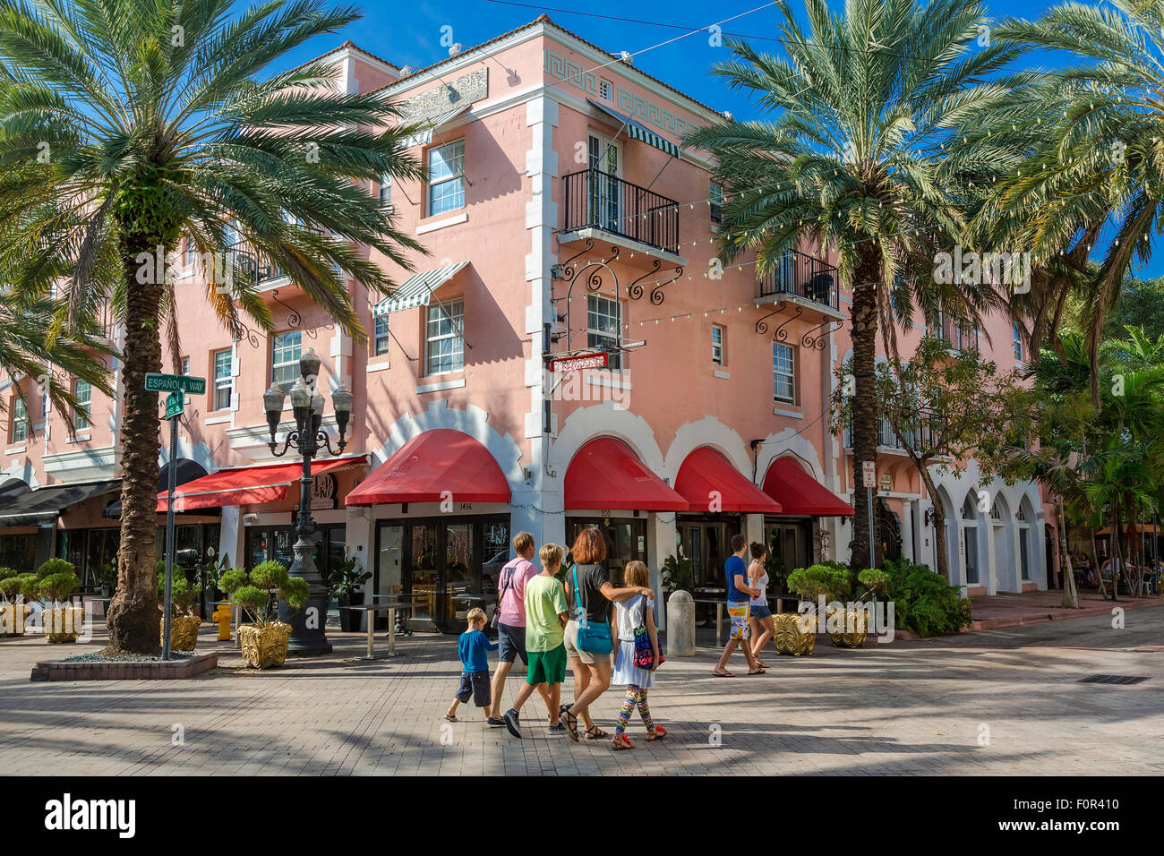 Espanola Way, South Beach, Miami, USA Stockfoto