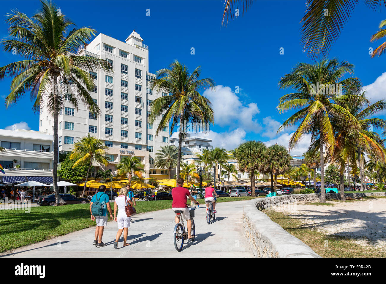Miami Beach, Radfahren im Lummus Park Stockfoto