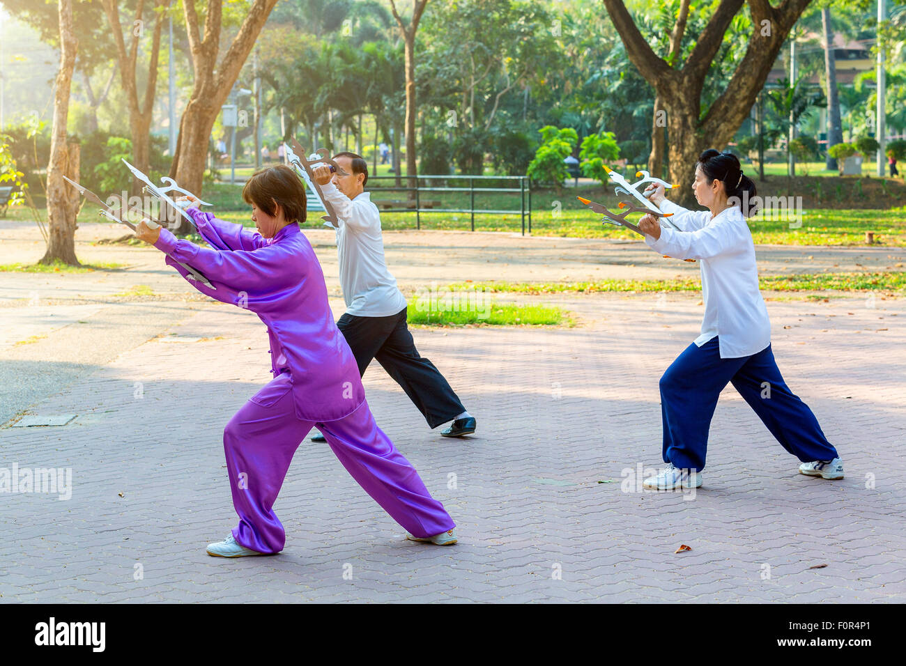 Thailand, Bangkok, Tai Chi im Lumphini-Park Stockfoto