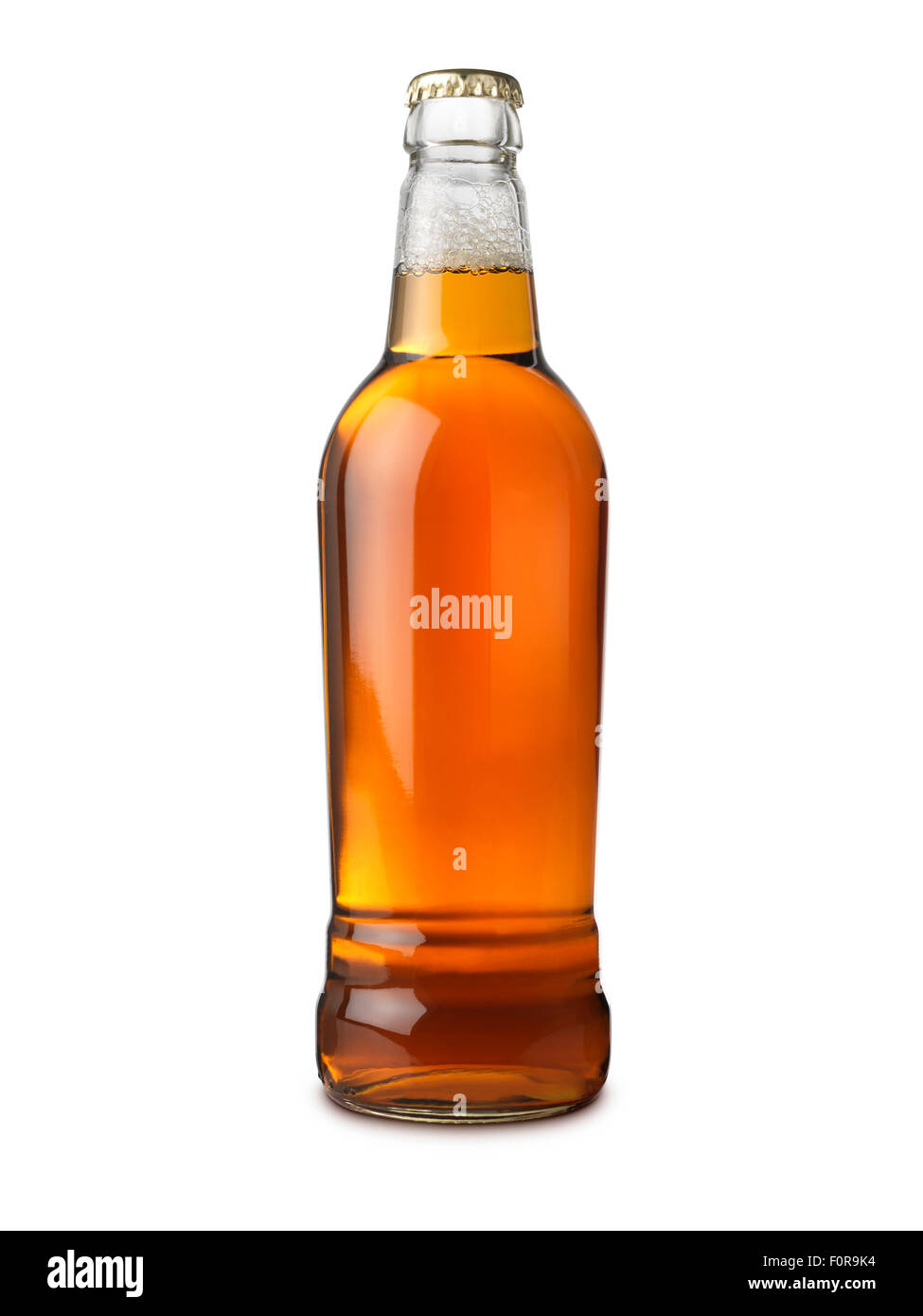 Echtes Ale Bierflasche isoliert auf weiss mit Beschneidungspfad Stockfoto