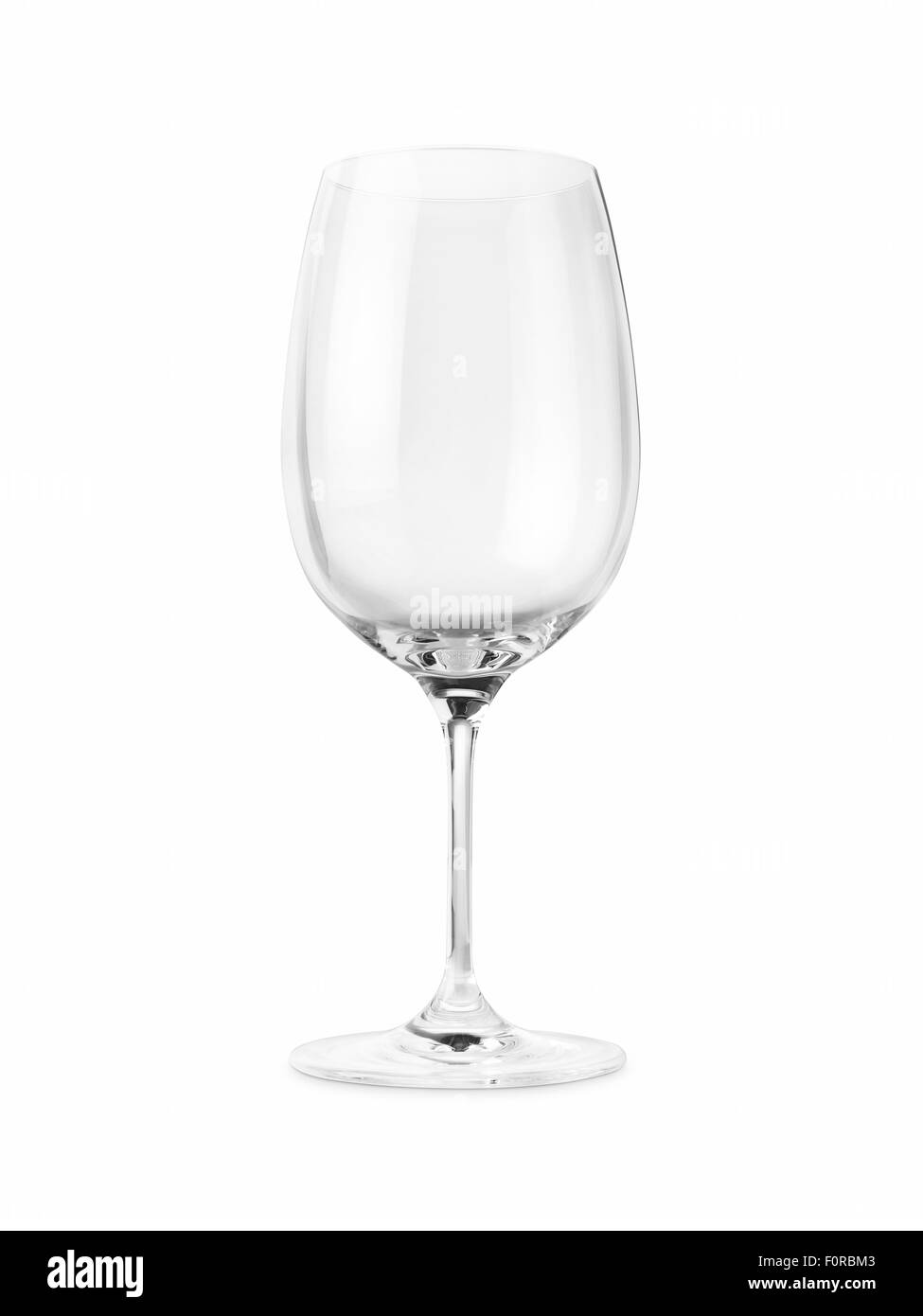 Schuss von einem leeren Glas Wein isoliert auf einem weißen Hintergrund mit einem Beschneidungspfad ausgeschnitten. Stockfoto